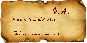 Vanek Atanázia névjegykártya